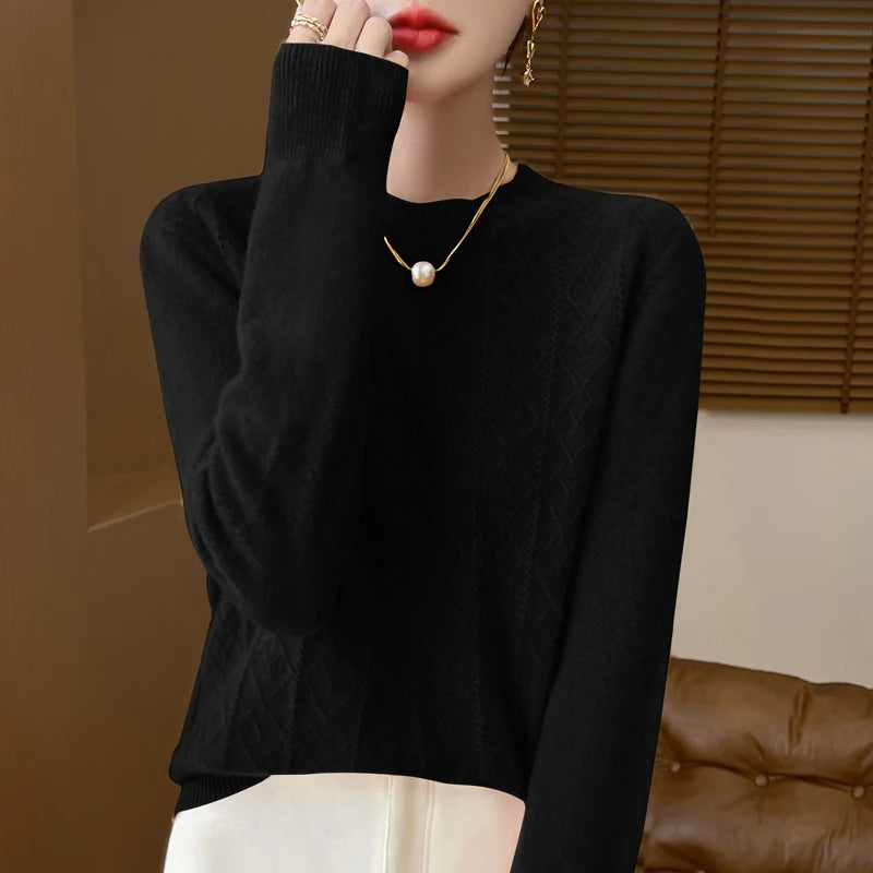 Women's Long Sleeve O-Neck Thick Wool Sweater