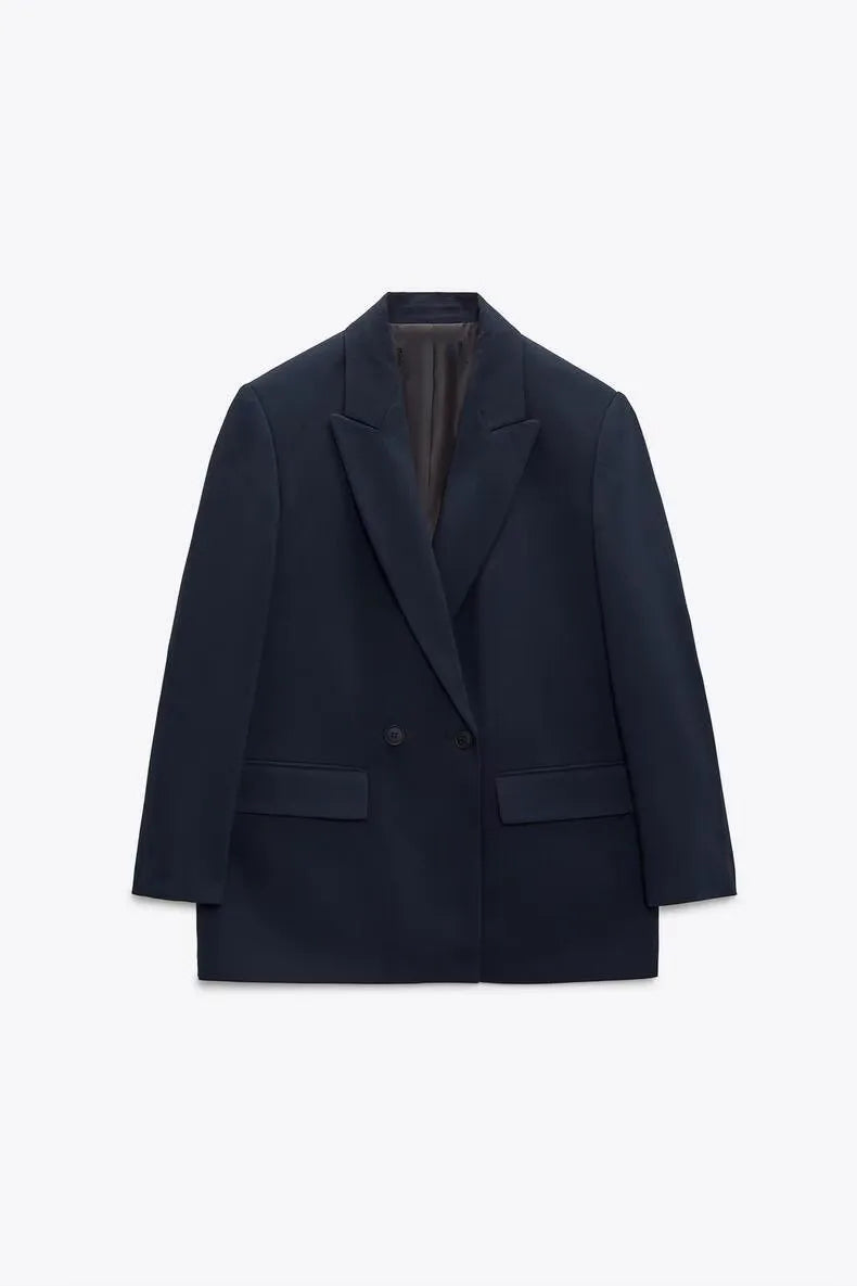 Women's Long-Sleeved Double Breasted Lapel Blazer