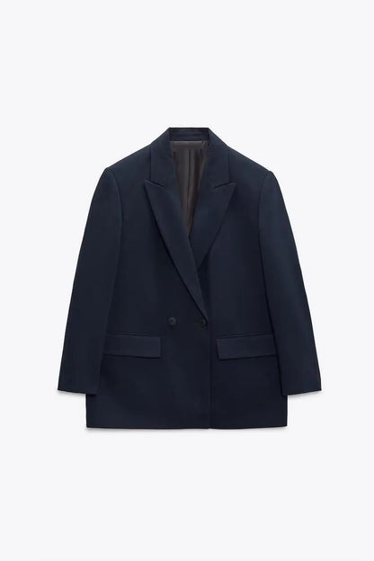 Women's Long-Sleeved Double Breasted Lapel Blazer