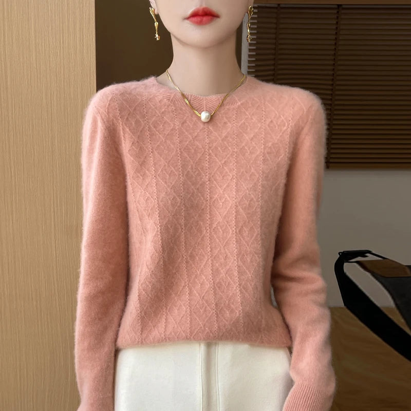 Women's Long Sleeve O-Neck Thick Wool Sweater