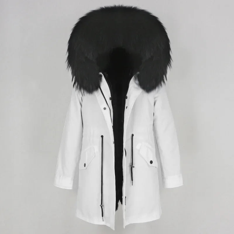 Women's Long Sleeve Squirrel Fur Parka Jacket