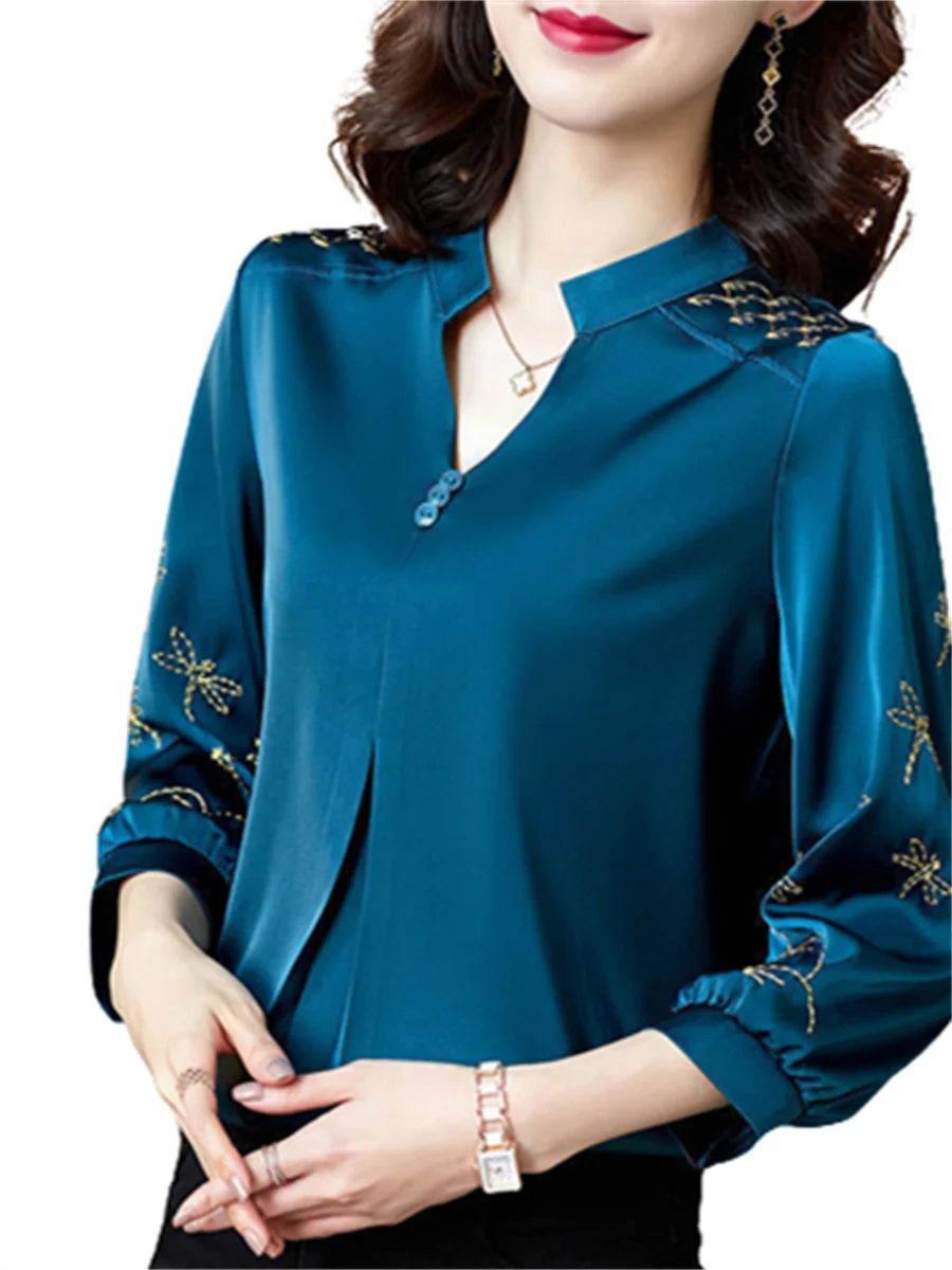 Women's Long Sleeve Turn-down Blouses Shirts