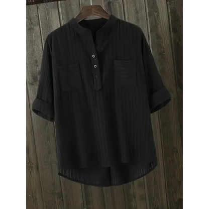 Women's Long Sleeve V-Neck Cotton Linen Blouses