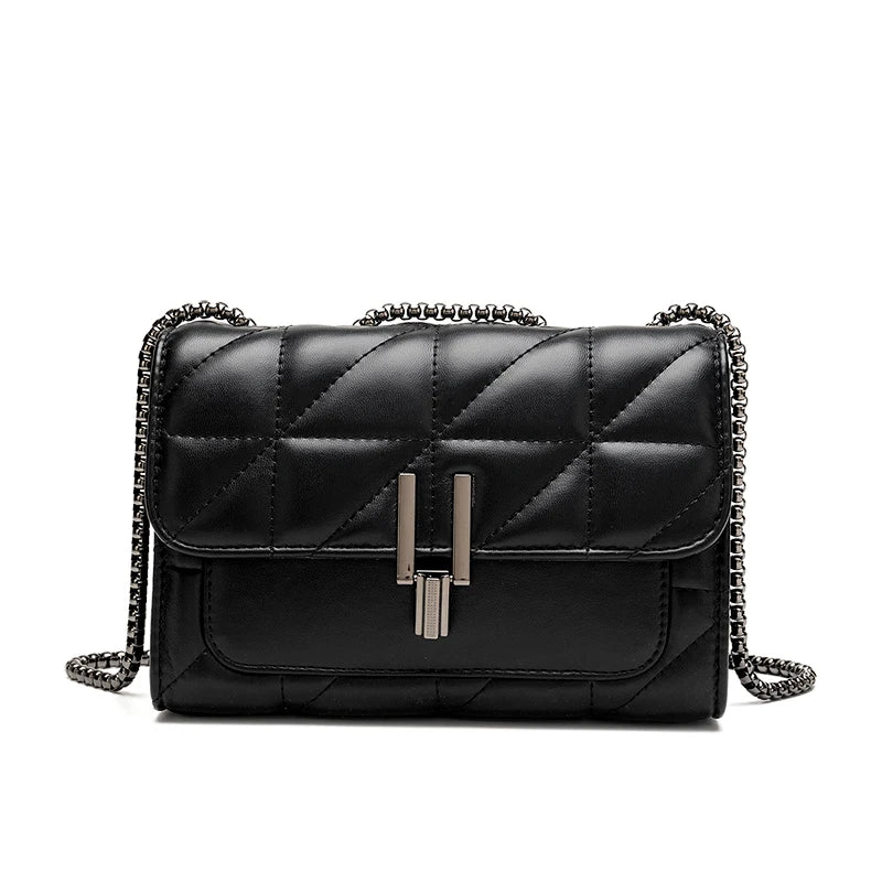 Women's Long Stripe PU Leather Criss Cross Bag