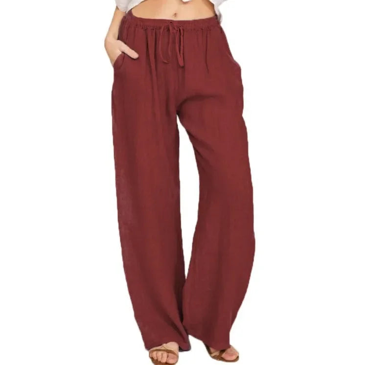 Women's Loose Cotton Linen Wide Leg Pants