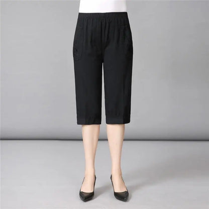 Women's Loose Elastic Cotton Cropped Pants