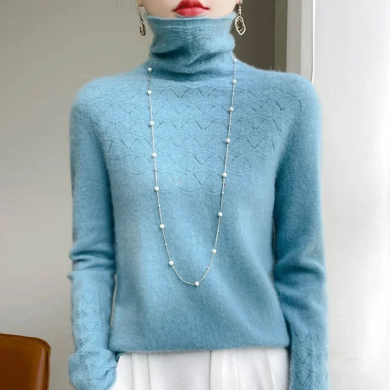 Women's Loose Knitted Wool High Neck Sweater
