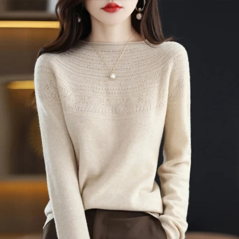 Women's Loose Knitted Woolen Roll Neck Sweater