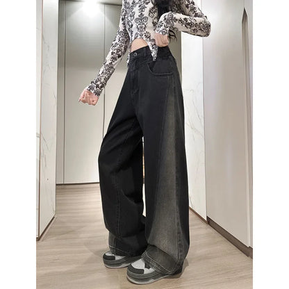 Women's Loose Slimming Straight Leg Patchwork Jeans