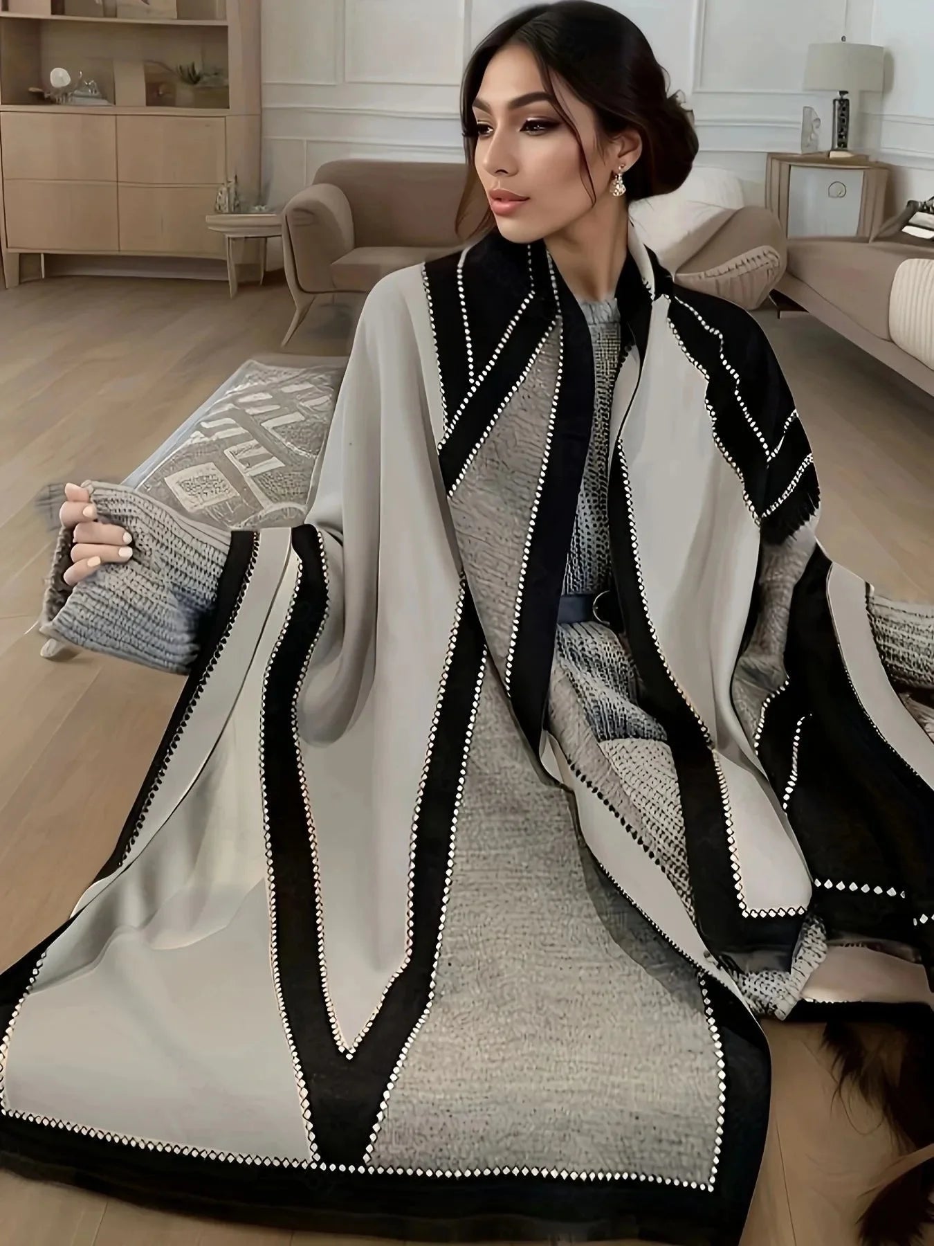 Women's Mid-Length Woolen Cashmere Shawl