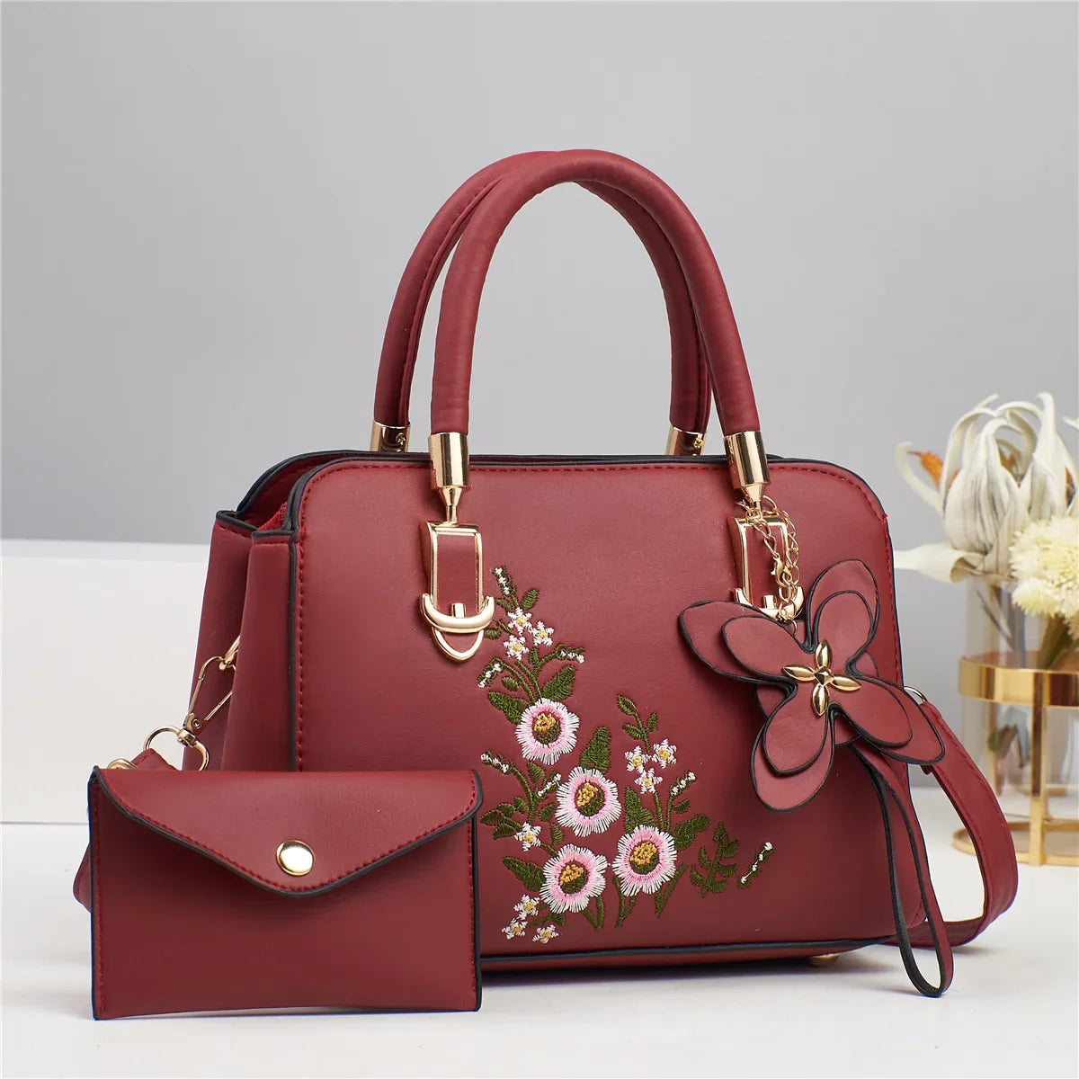 Women's Mini Zipper Floral Shoulder Bag