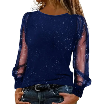 Women's O Neck Winter Lantern Sleeve Blouse