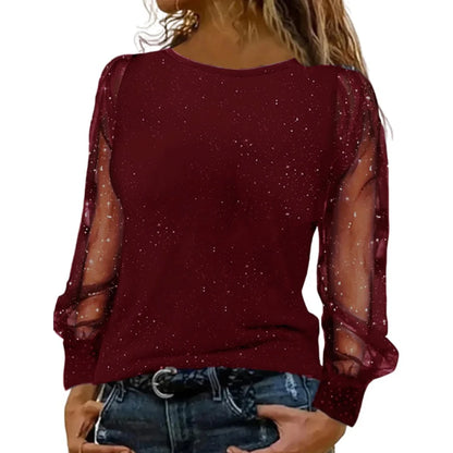 Women's O Neck Winter Lantern Sleeve Blouse