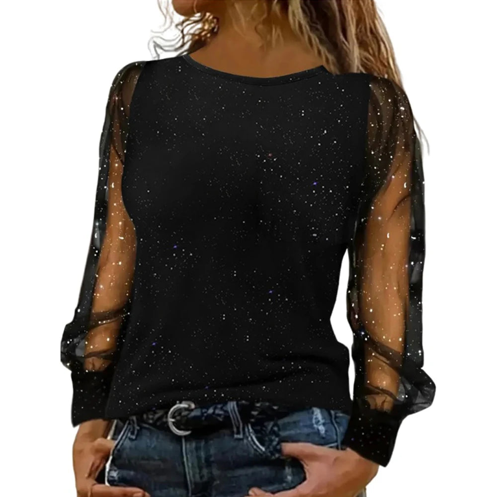 Women's O Neck Winter Lantern Sleeve Blouse