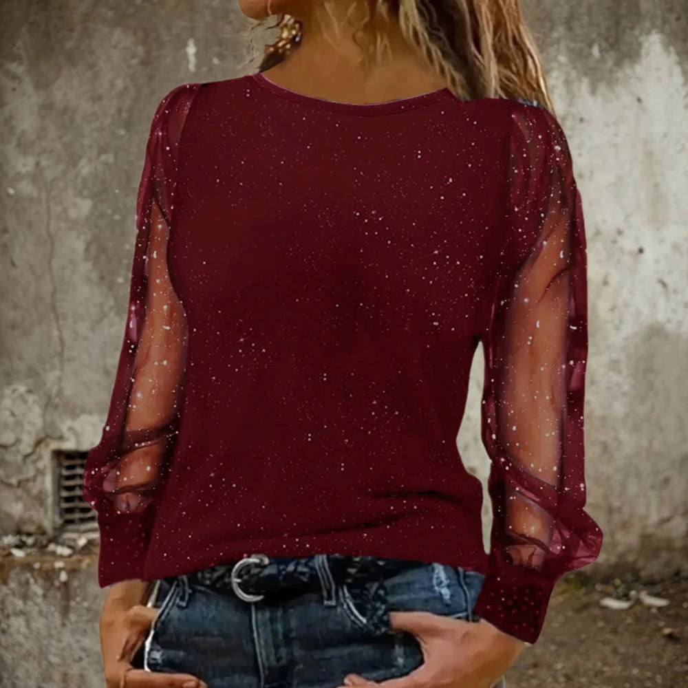 Women's O Neck Winter Lantern Sleeve Blouse