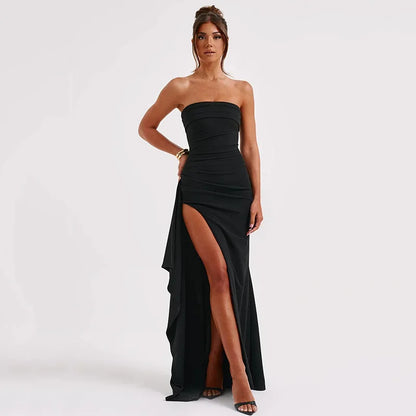 Women's Off Shoulder Black Strapless Maxi Dresses