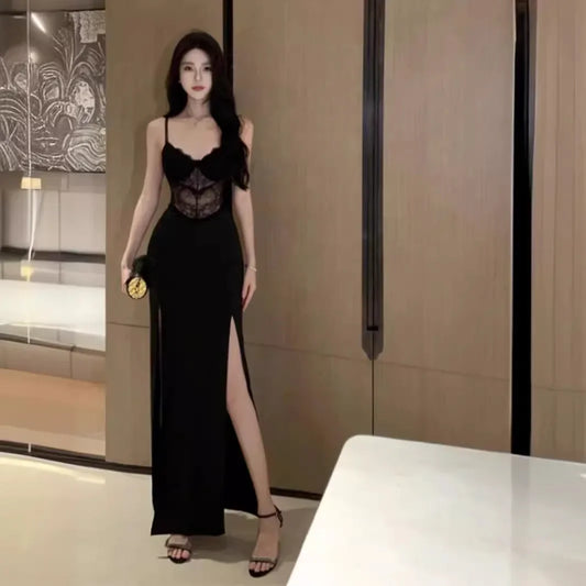 Women's Open Split Bodycon Evening Gown Dress