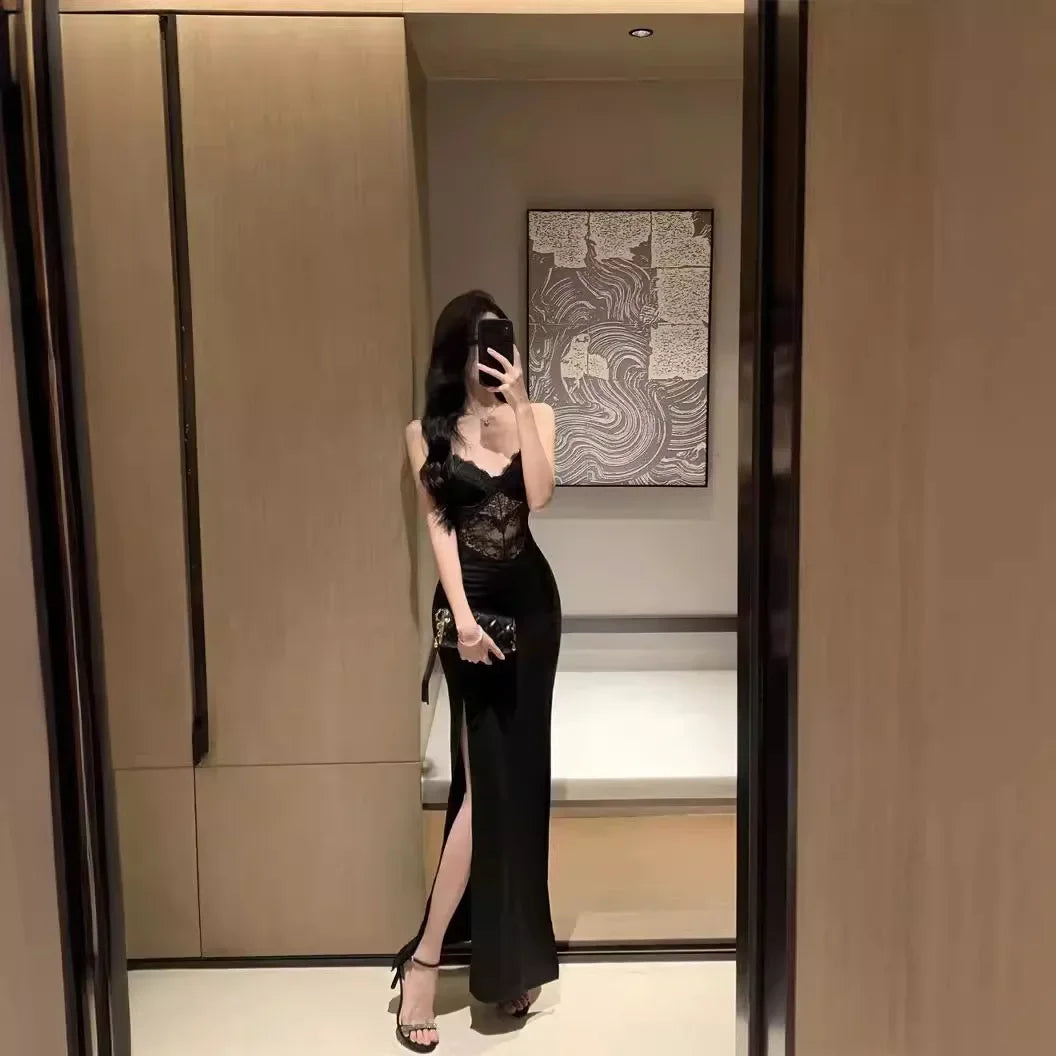 Women's Open Split Bodycon Evening Gown Dress