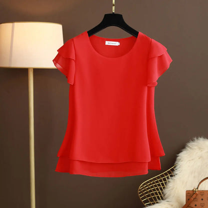 Women's Oversized Short Sleeve Loose Fit Blouse