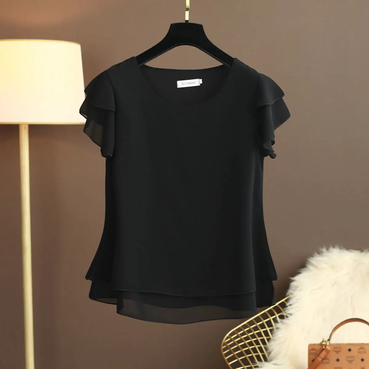 Women's Oversized Short Sleeve Loose Fit Blouse