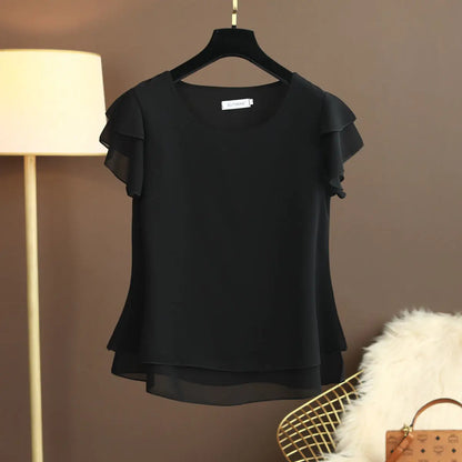 Women's Oversized Short Sleeve Loose Fit Blouse
