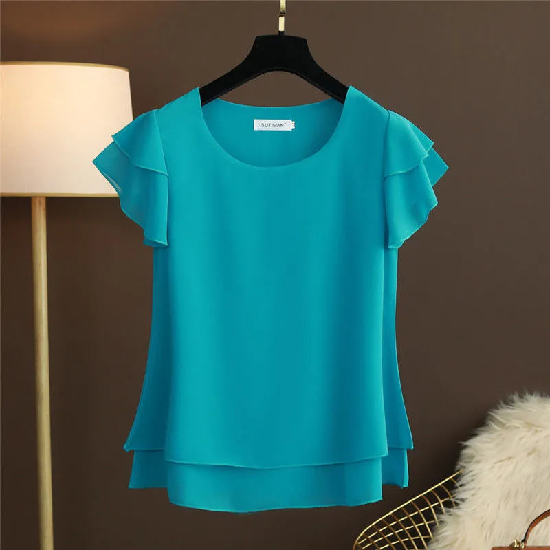 Women's Oversized Short Sleeve Loose Fit Blouse