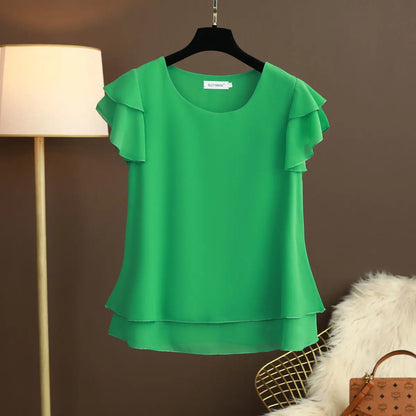 Women's Oversized Short Sleeve Loose Fit Blouse