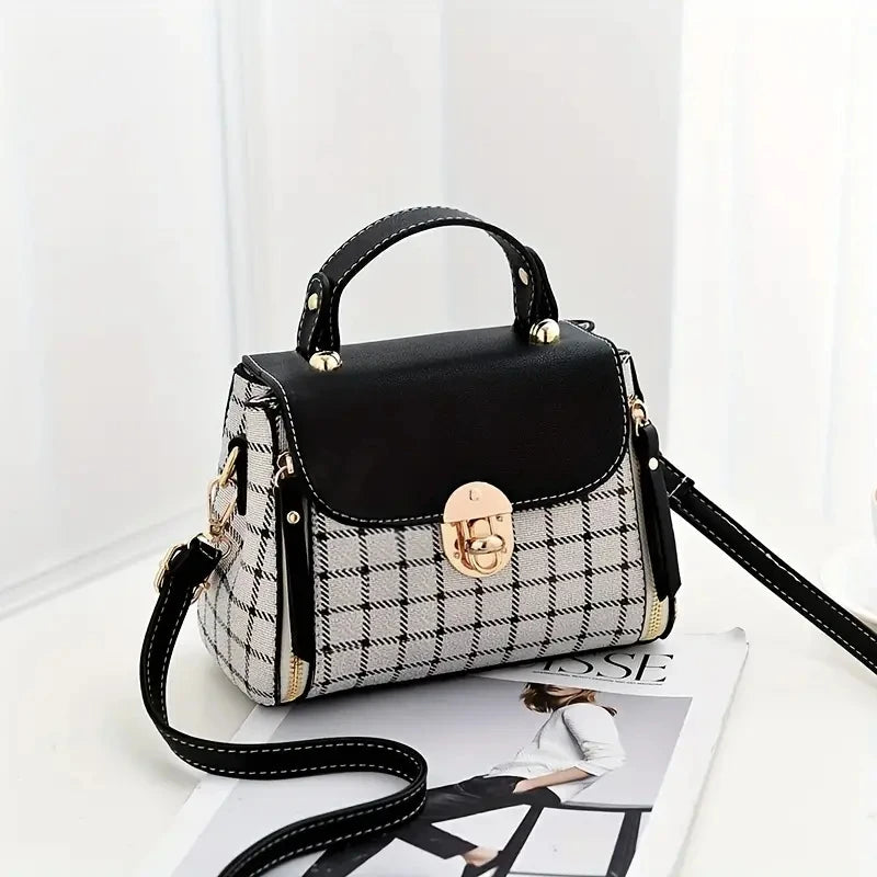 Women's PU Leather Plaid Crossbody Bag