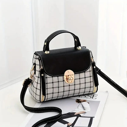 Women's PU Leather Plaid Crossbody Bag