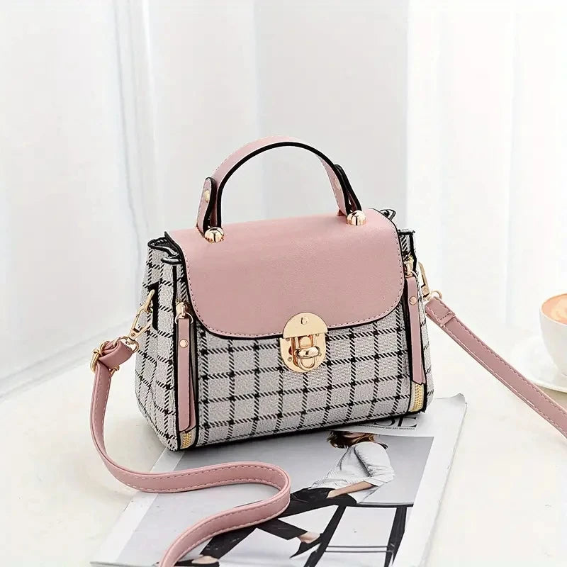 Women's PU Leather Plaid Crossbody Bag