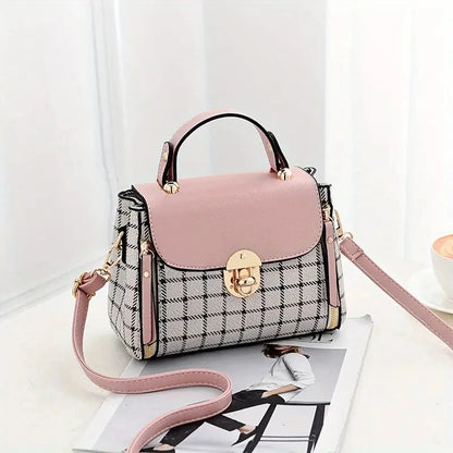 Women's PU Leather Plaid Crossbody Bag