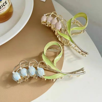 Women's Pearl Bell Orchid Ponytail Hair Clip