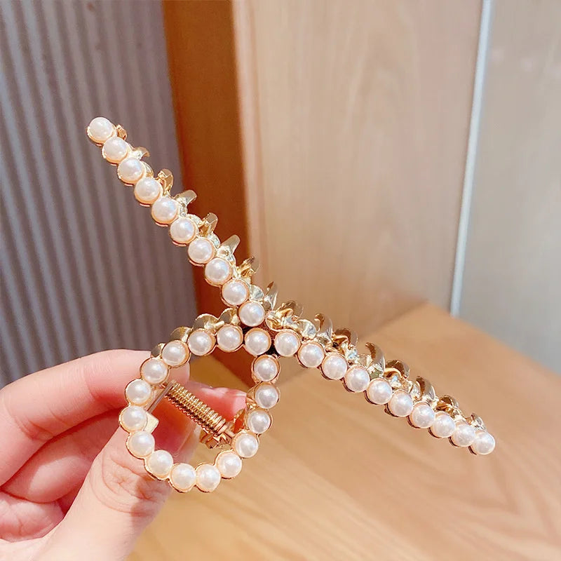 Women's Pearl Crystal Geometric Hair Clips