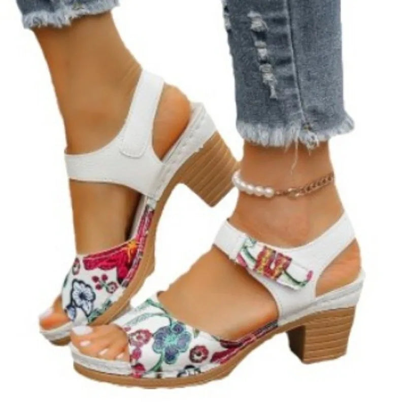 Women's Peep Toe Chunky Heel Gladiator Sandals