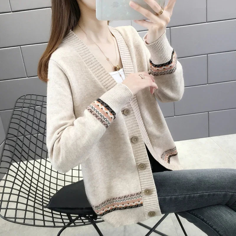 Women's Resin Fiber Loose Knitted Cardigan Sweater