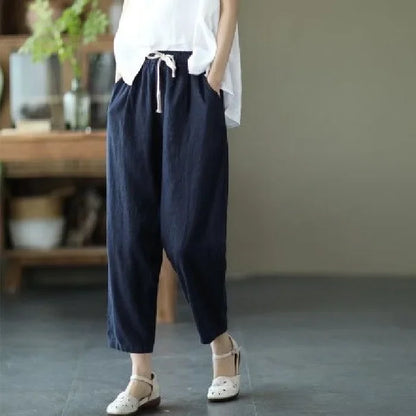 Women's Retro Loose Cotton Linen Harem Pants