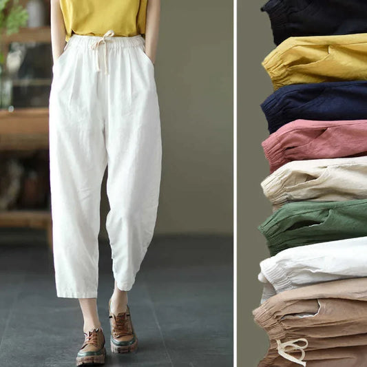Women's Retro Loose Cotton Linen Harem Pants