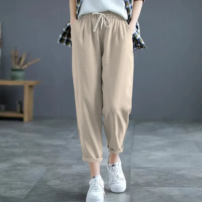 Women's Retro Loose Cotton Linen Harem Pants