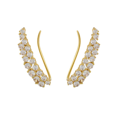 Women's Round Crystal Clip Earrings