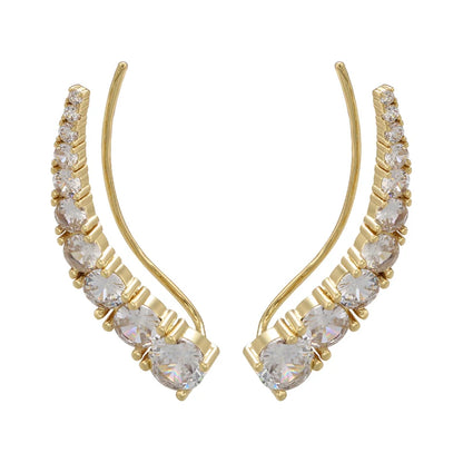 Women's Round Crystal Clip Earrings