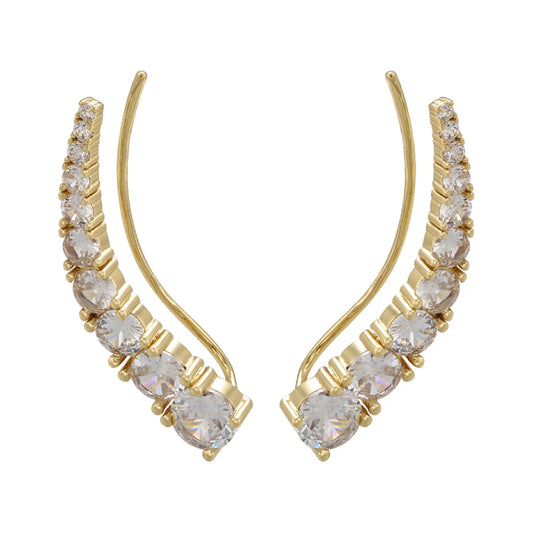 Women's Round Crystal Clip Earrings