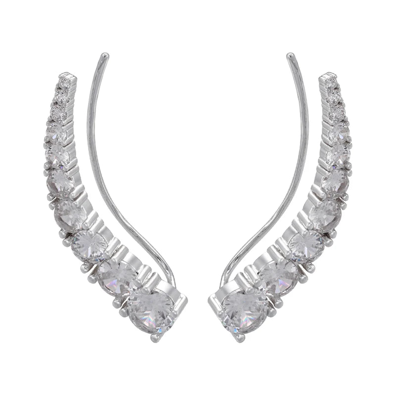 Women's Round Crystal Clip Earrings