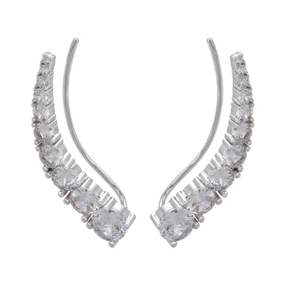 Women's Round Crystal Clip Earrings