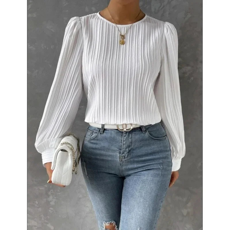 Women's Round Neck Long Sleeve Cross-Border Blouses