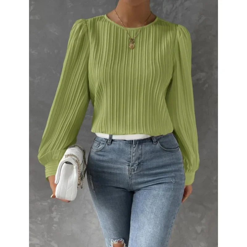 Women's Round Neck Long Sleeve Cross-Border Blouses