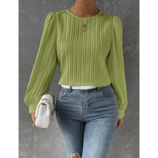 Women's Round Neck Long Sleeve Cross-Border Blouses