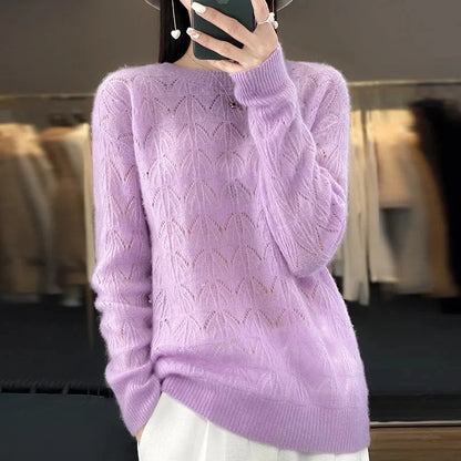 Women's Round Neck Loose Heavy Wool Sweater