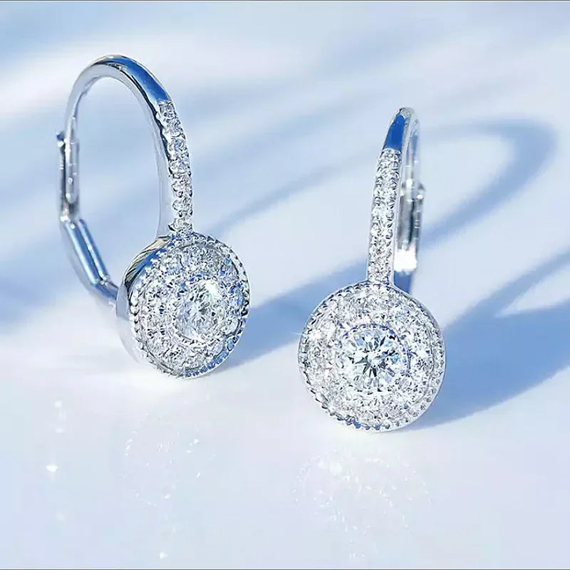 Women's Round Shaped Inlay Zircon Hoop Earrings