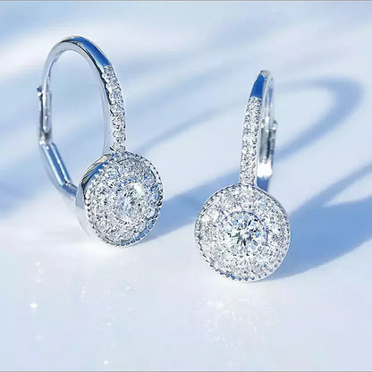 Women's Round Shaped Inlay Zircon Hoop Earrings