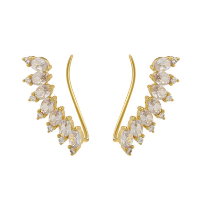 Women's Round Crystal Clip Earrings